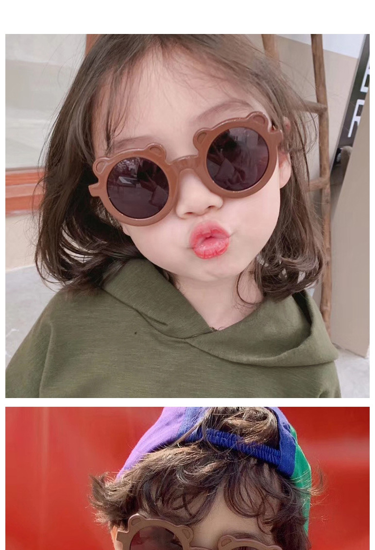 Fashion Brown Gray Flakes Bear Resin Children Sunglasses,Women Sunglasses