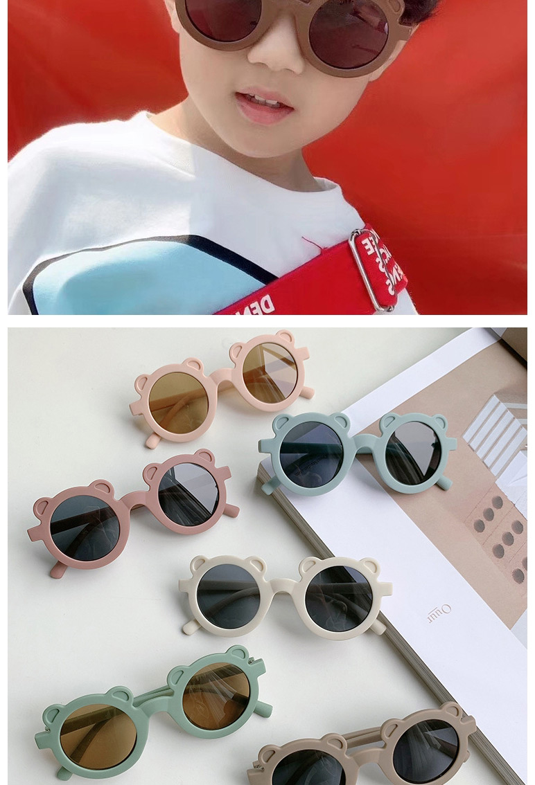 Fashion Rice Noodle Tea Chips Bear Resin Children Sunglasses,Women Sunglasses