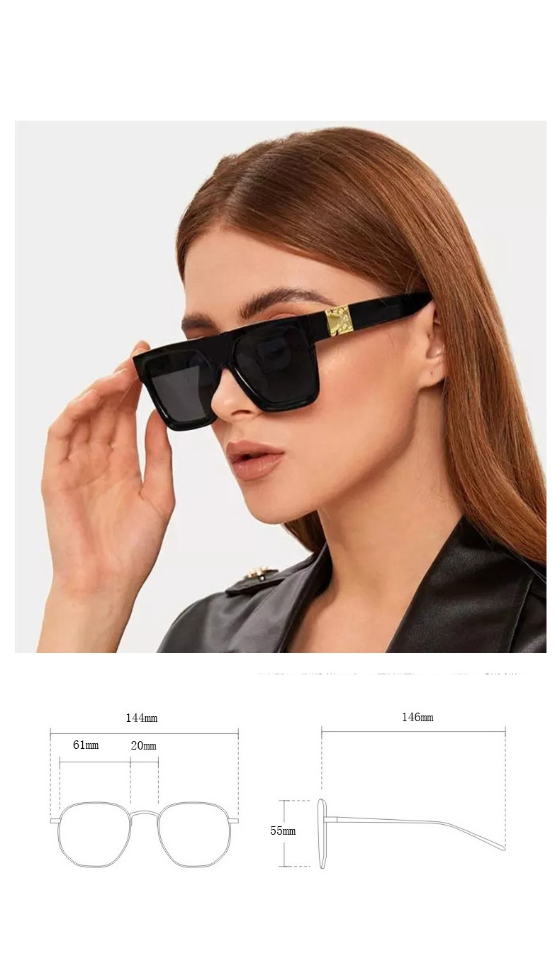 Fashion Leopard Double Tea Large Square Frame Resin Sunglasses,Women Sunglasses