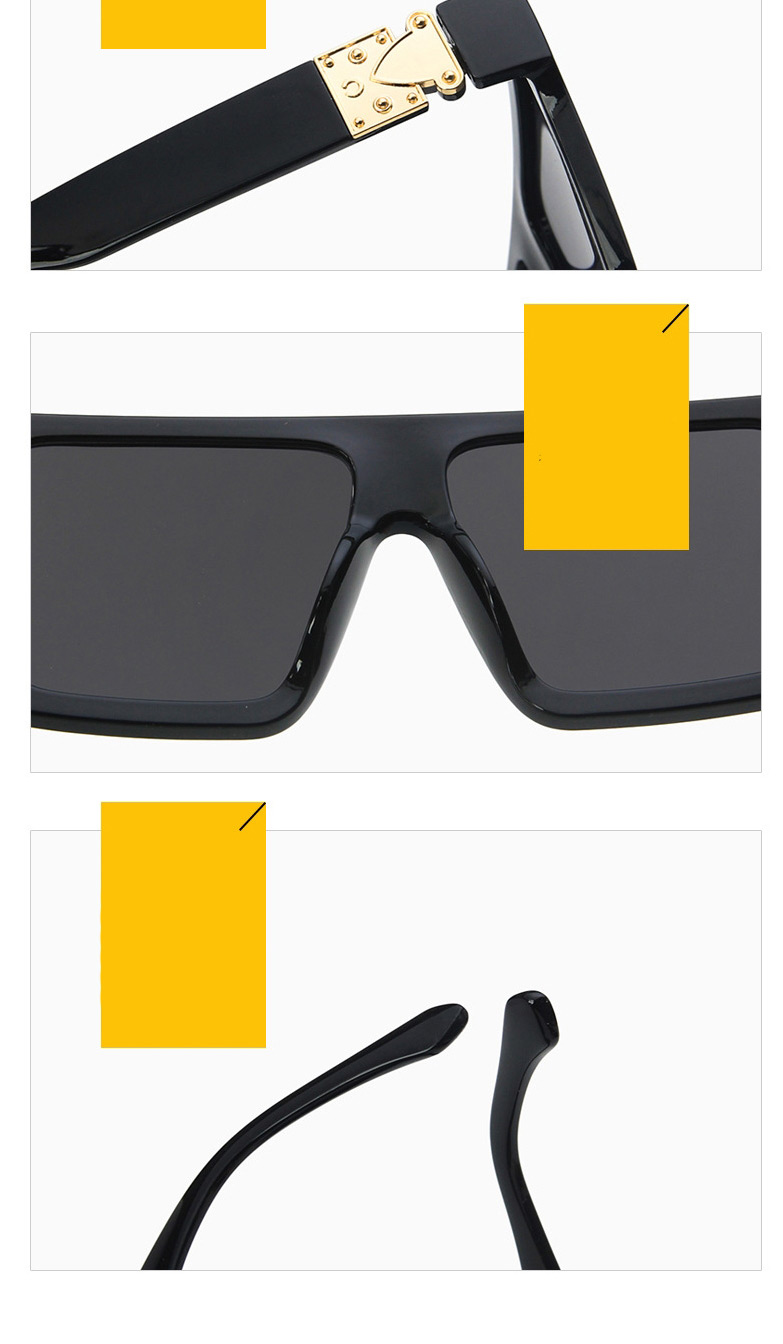 Fashion Bright Black All Gray Large Square Frame Resin Sunglasses,Women Sunglasses