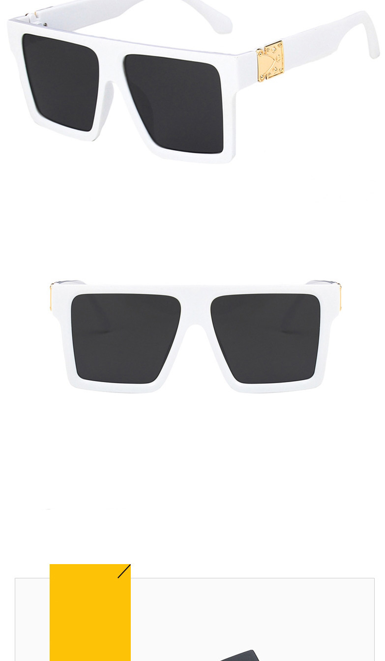 Fashion Real White And Gray Large Square Frame Resin Sunglasses,Women Sunglasses