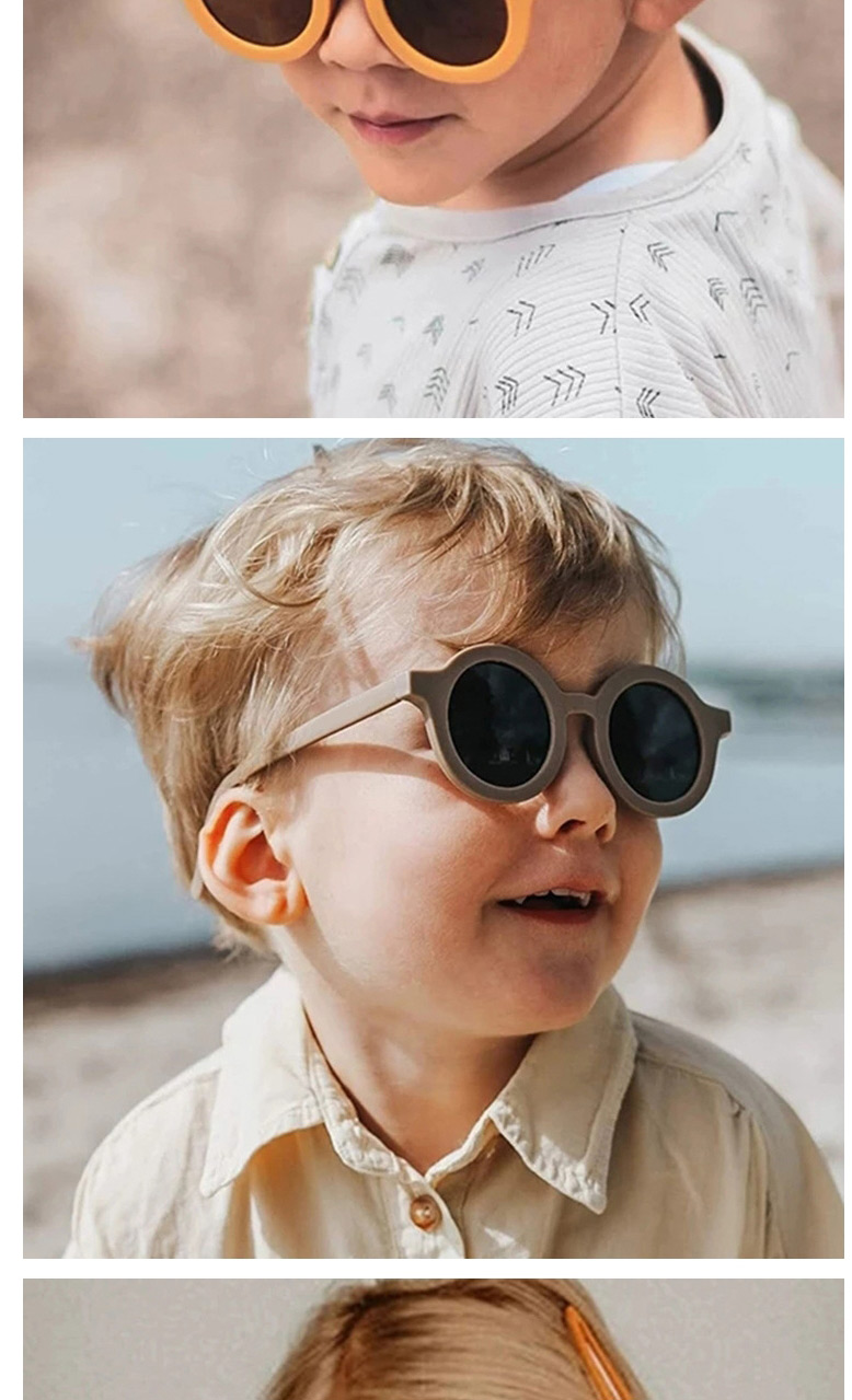 Fashion Bright Black And Gray Flakes Round Resin Uv Protection Children Sunglasses,Women Sunglasses