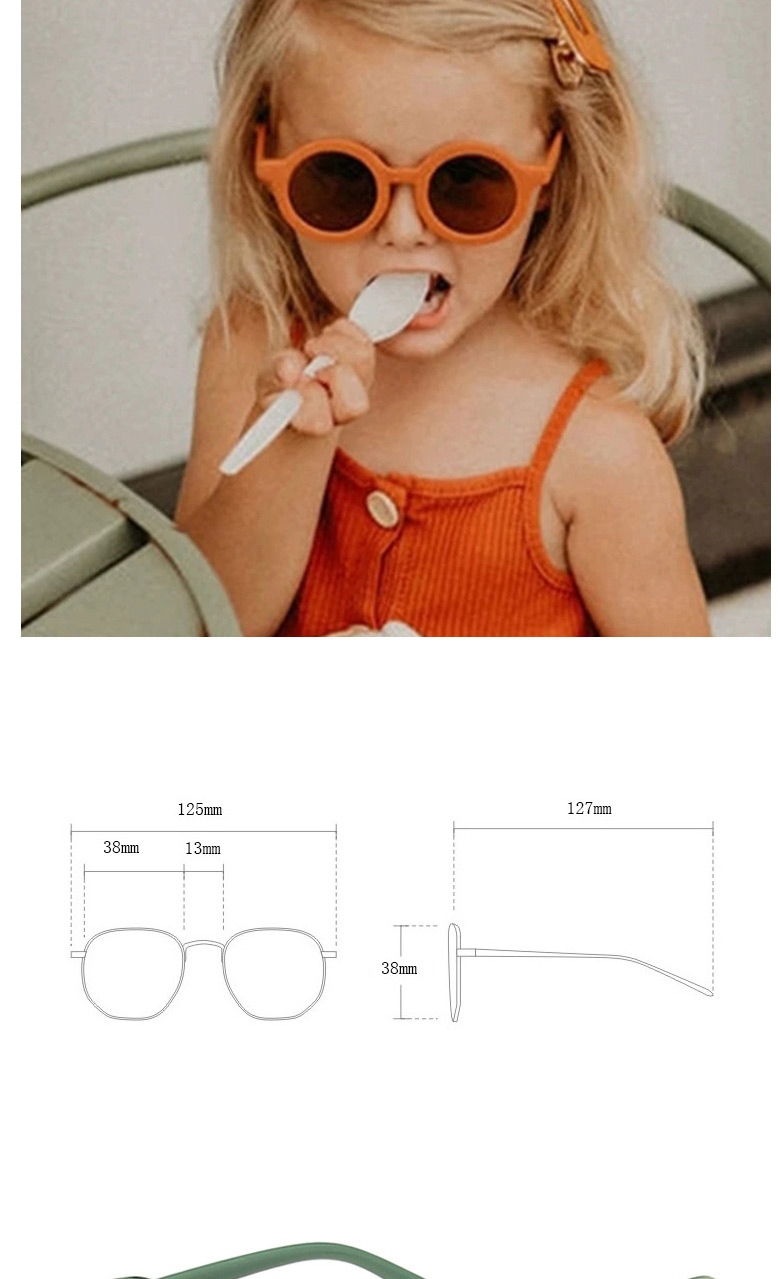 Fashion Powder Frame Tea Slices Round Resin Uv Protection Children Sunglasses,Women Sunglasses