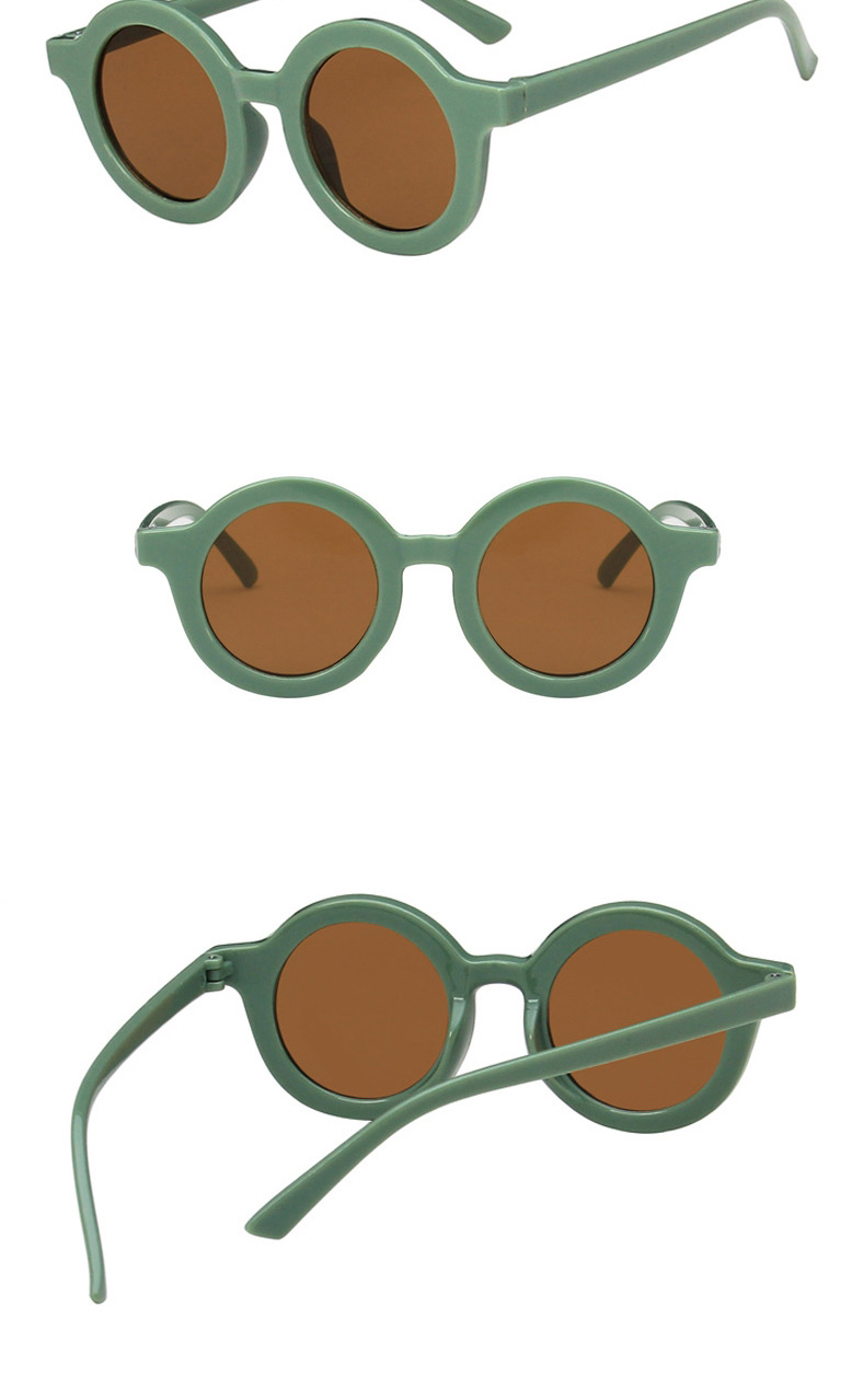 Fashion Green Frame Tea Slices Round Resin Uv Protection Children Sunglasses,Women Sunglasses