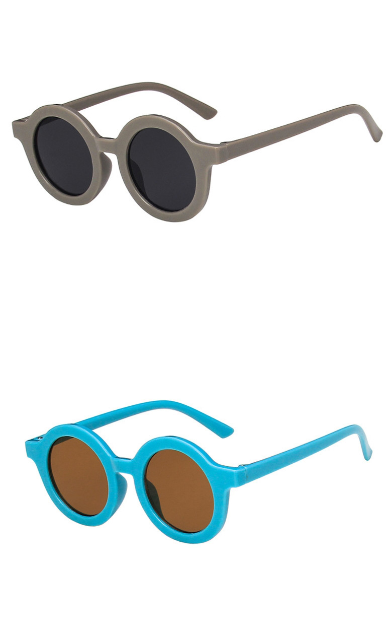 Fashion Blue Frame Tea Slices Round Resin Uv Protection Children Sunglasses,Women Sunglasses