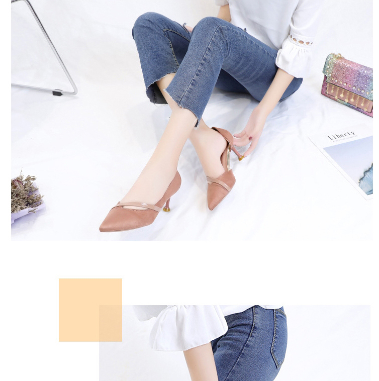 Fashion Black Pointed Toe Covered Hollow Suede Non-slip Shoes,Slippers