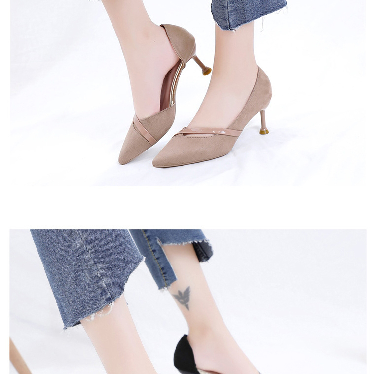 Fashion Black Pointed Toe Covered Hollow Suede Non-slip Shoes,Slippers