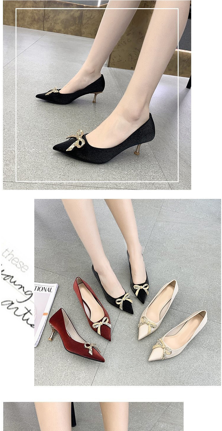 Fashion Red Bowknot Pointed Stiletto Pumps,Slippers