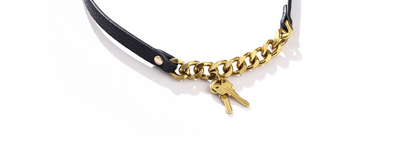 Fashion Red Chain Key Pu Leather Alloy Necklace,Chains