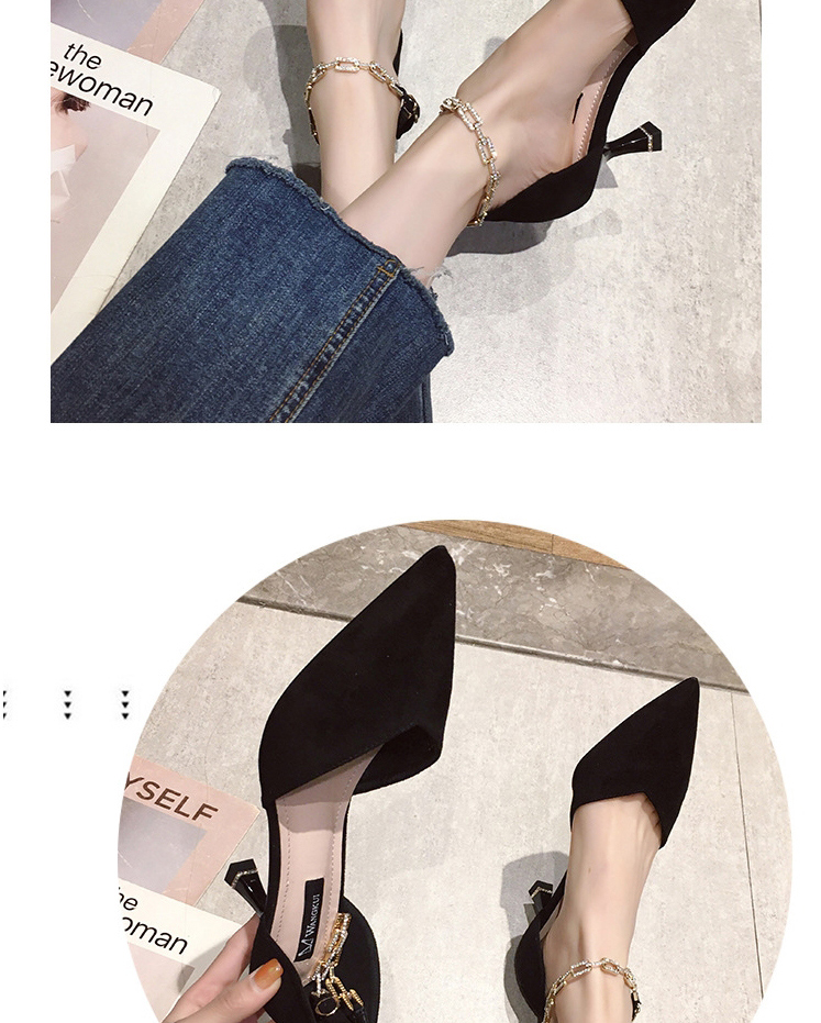 Fashion Beige Suede Buckle With Rhinestone Stiletto Sandals,Slippers