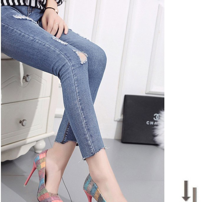 Fashion Orange Pointed Toe Color Block Super High Heel Shoes,Slippers