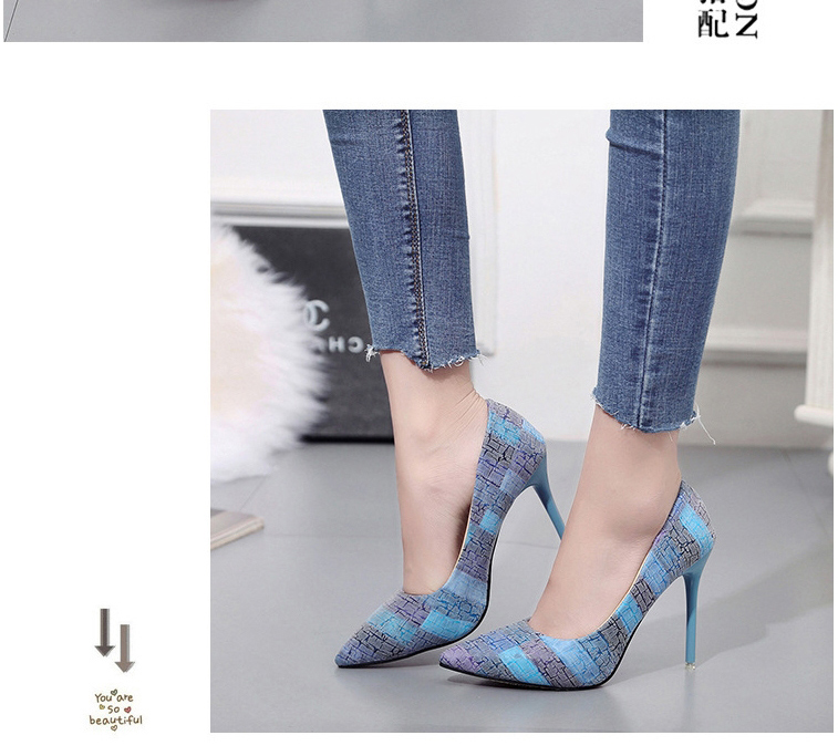 Fashion Orange Pointed Toe Color Block Super High Heel Shoes,Slippers
