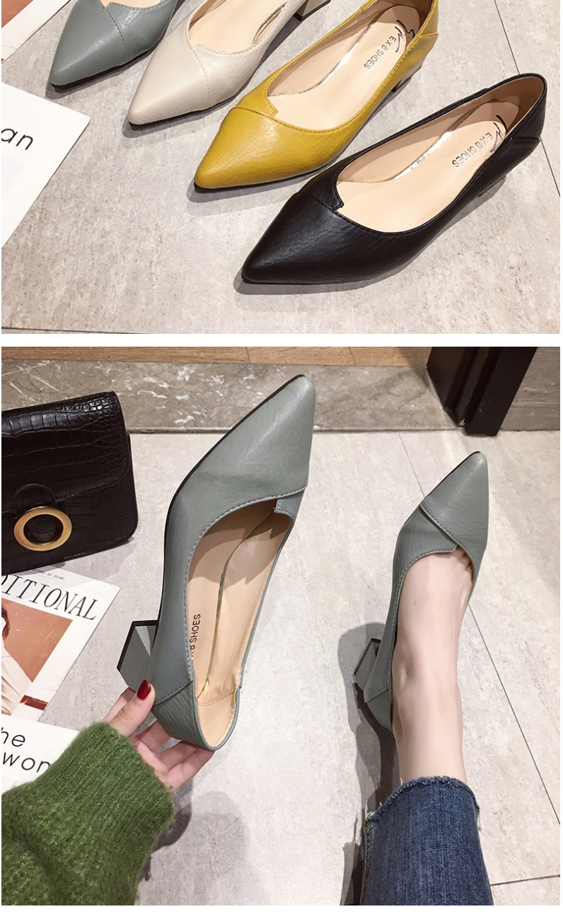 Fashion Beige Pointed Thick Heel Shallow Non-slip Hollow Shoes,Slippers
