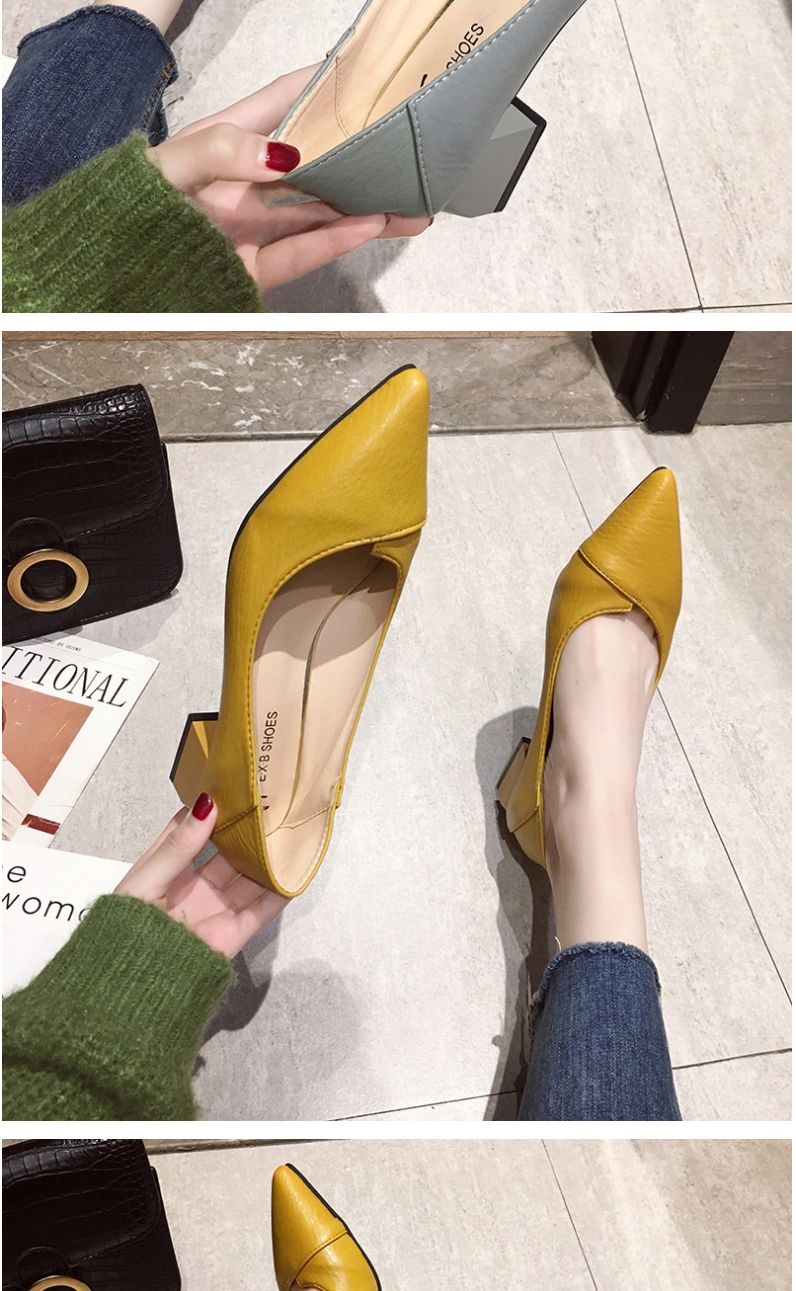 Fashion Beige Pointed Thick Heel Shallow Non-slip Hollow Shoes,Slippers
