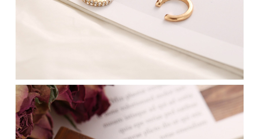 Fashion Golden Diamond-studded Fish Bone Geometry Alloy Ear Clip Set,Jewelry Sets