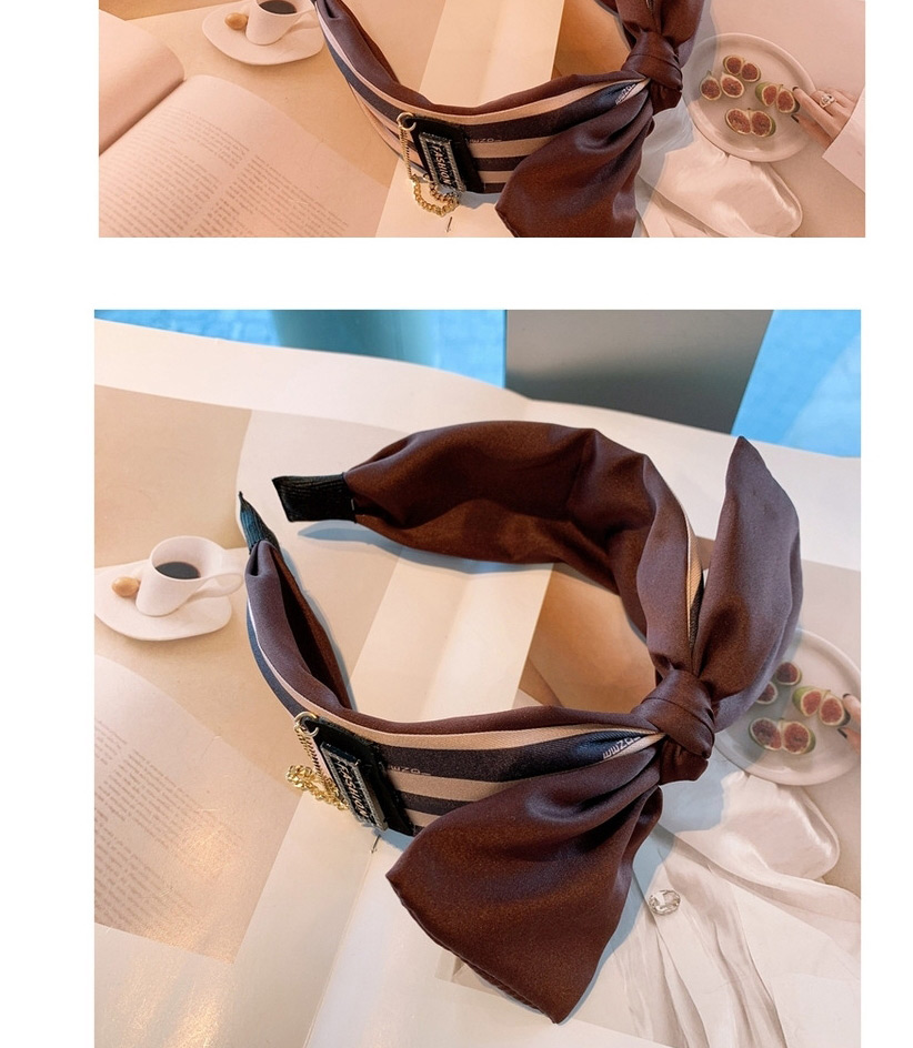 Fashion Coffee Color Striped Letter Rhinestone Tassel Pendant Headband,Head Band