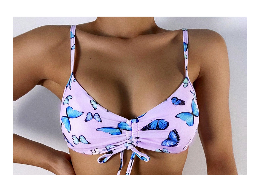 Fashion Printing Pleated Lace Butterfly Print Split Swimsuit,Bikini Sets