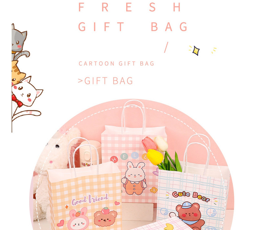 Fashion White Rabbit Head Printed Animal Large Portable Paper Gift Bag,Pencil Case/Paper Bags