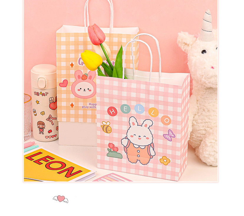 Fashion White Rabbit In Red Printed Animal Large Portable Paper Gift Bag,Pencil Case/Paper Bags