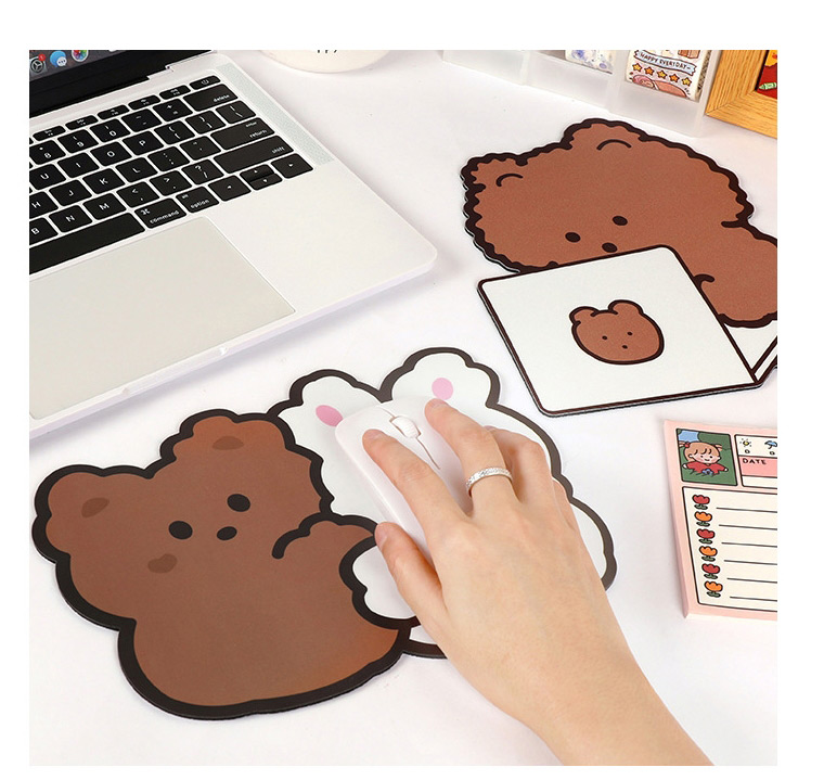 Fashion Modeling Mouse Pad-brown Bear With Eyes Bear Desktop Non-slip Padded Mouse Pad,Computer supplies