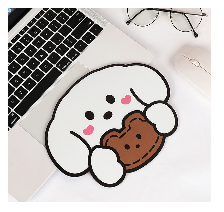 Fashion Modeling Mouse Pad-black Side Smiley White Rabbit Bear Desktop Non-slip Padded Mouse Pad,Computer supplies
