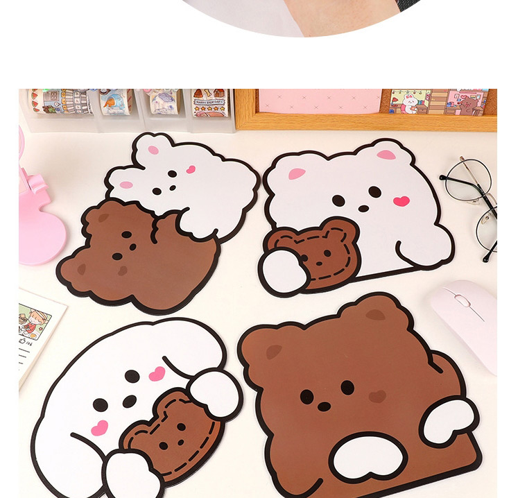Fashion Modeling Mouse Pad-black Side Smiley White Rabbit Bear Desktop Non-slip Padded Mouse Pad,Computer supplies