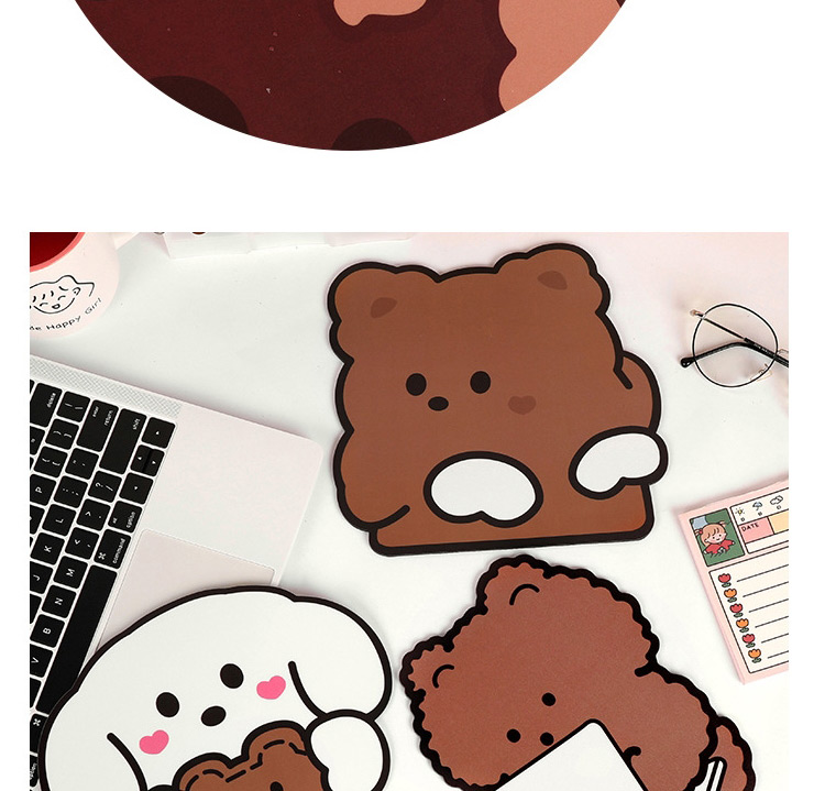 Fashion White A Pink Love Puppy Bear Desktop Non-slip Padded Mouse Pad,Computer supplies