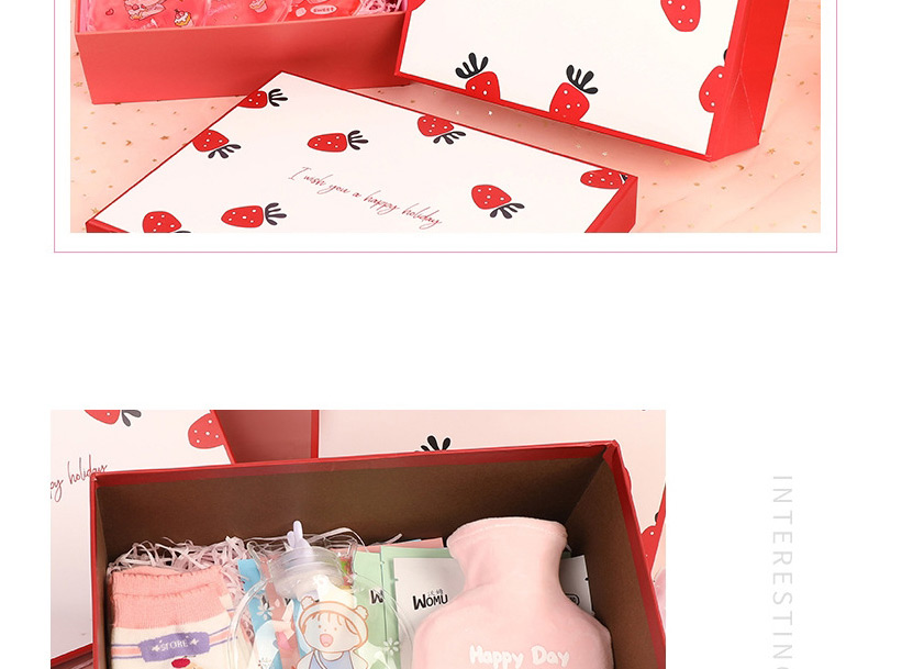 Fashion 9-piece Strawberry Set Surprise Birthday Gift With Silicone Print,Household goods
