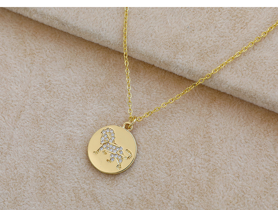 Fashion Golden Copper Inlaid Zircon Lion Necklace,Necklaces