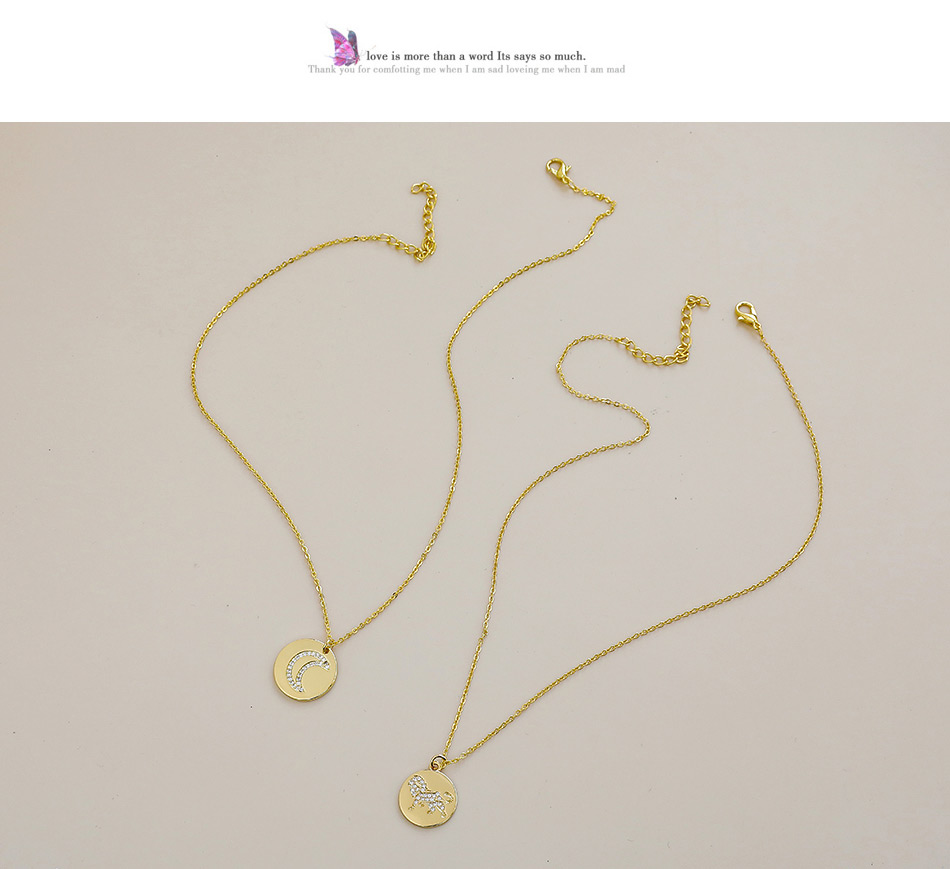 Fashion Golden Copper Inlaid Zircon Lion Necklace,Necklaces