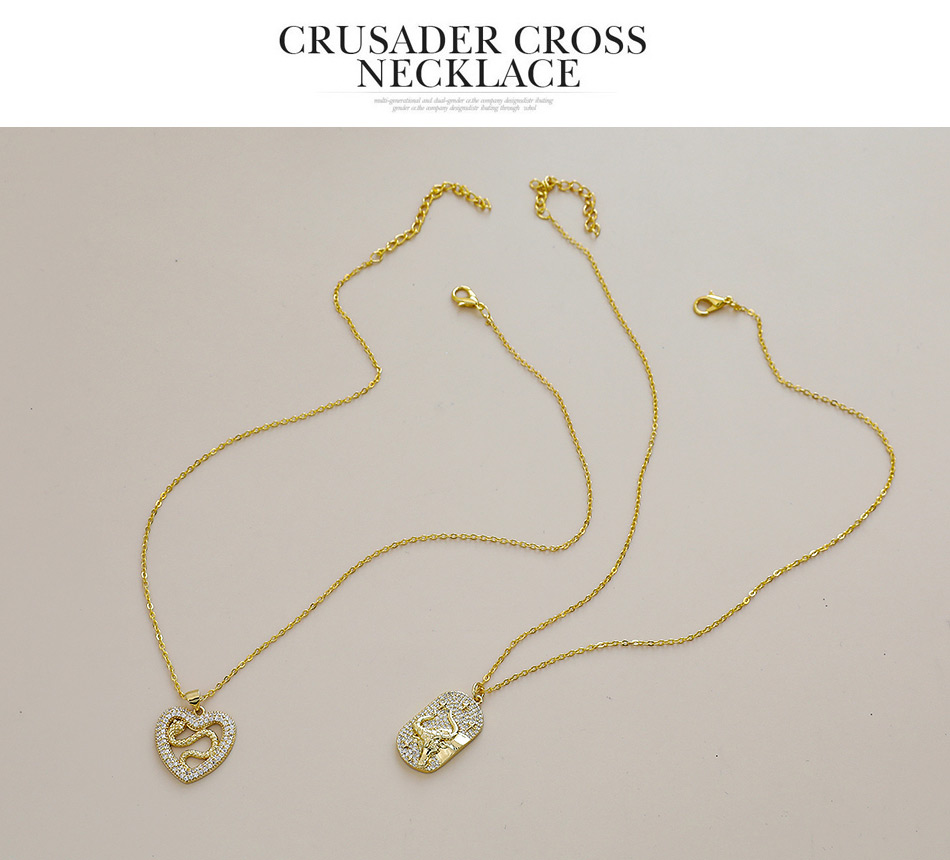 Fashion Golden Copper Inlaid Zircon Bull Head Necklace,Necklaces