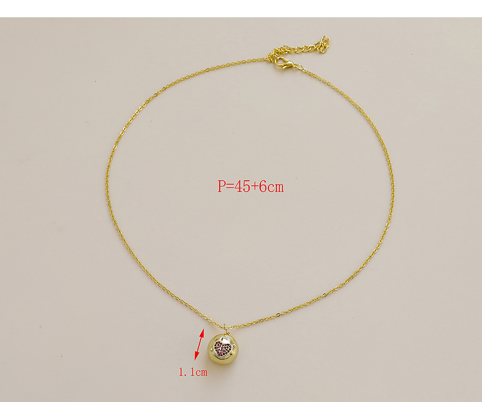Fashion Red Copper Inlaid Zircon Heart Lock Necklace,Necklaces