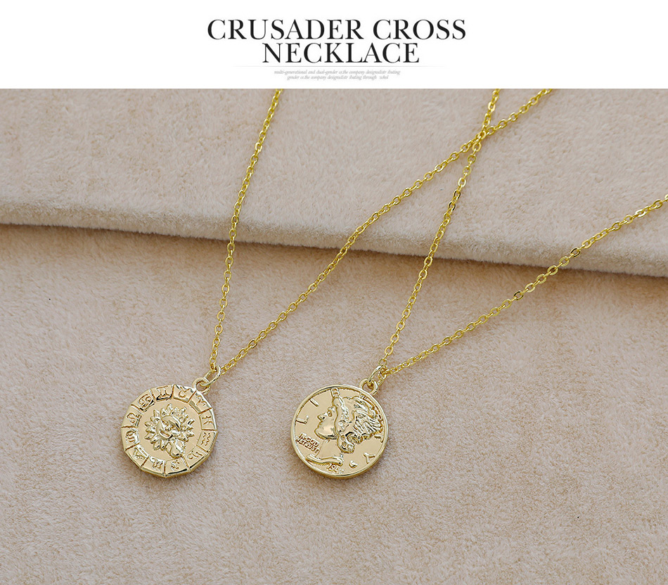 Fashion Golden Copper Sun Zodiac Necklace,Necklaces