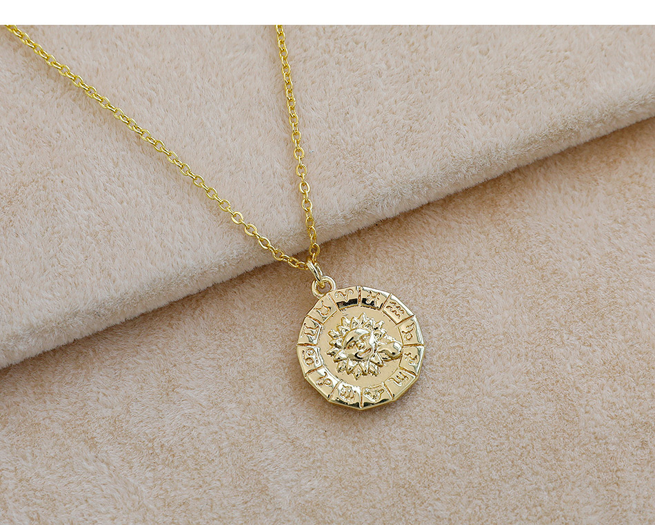 Fashion Golden Copper Sun Zodiac Necklace,Necklaces