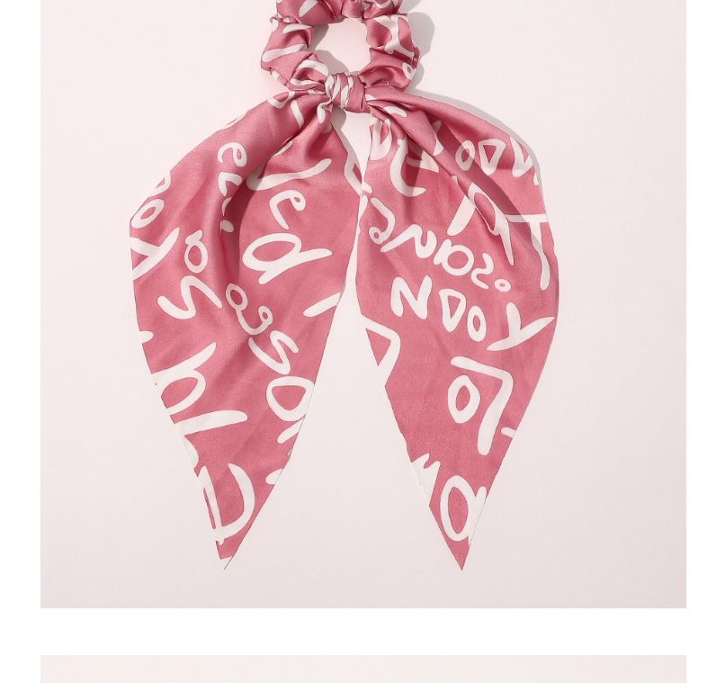 Fashion Pink Satin Triangle Ribbon Letter Print Large Intestine Circle Hair Rope,Hair Ring