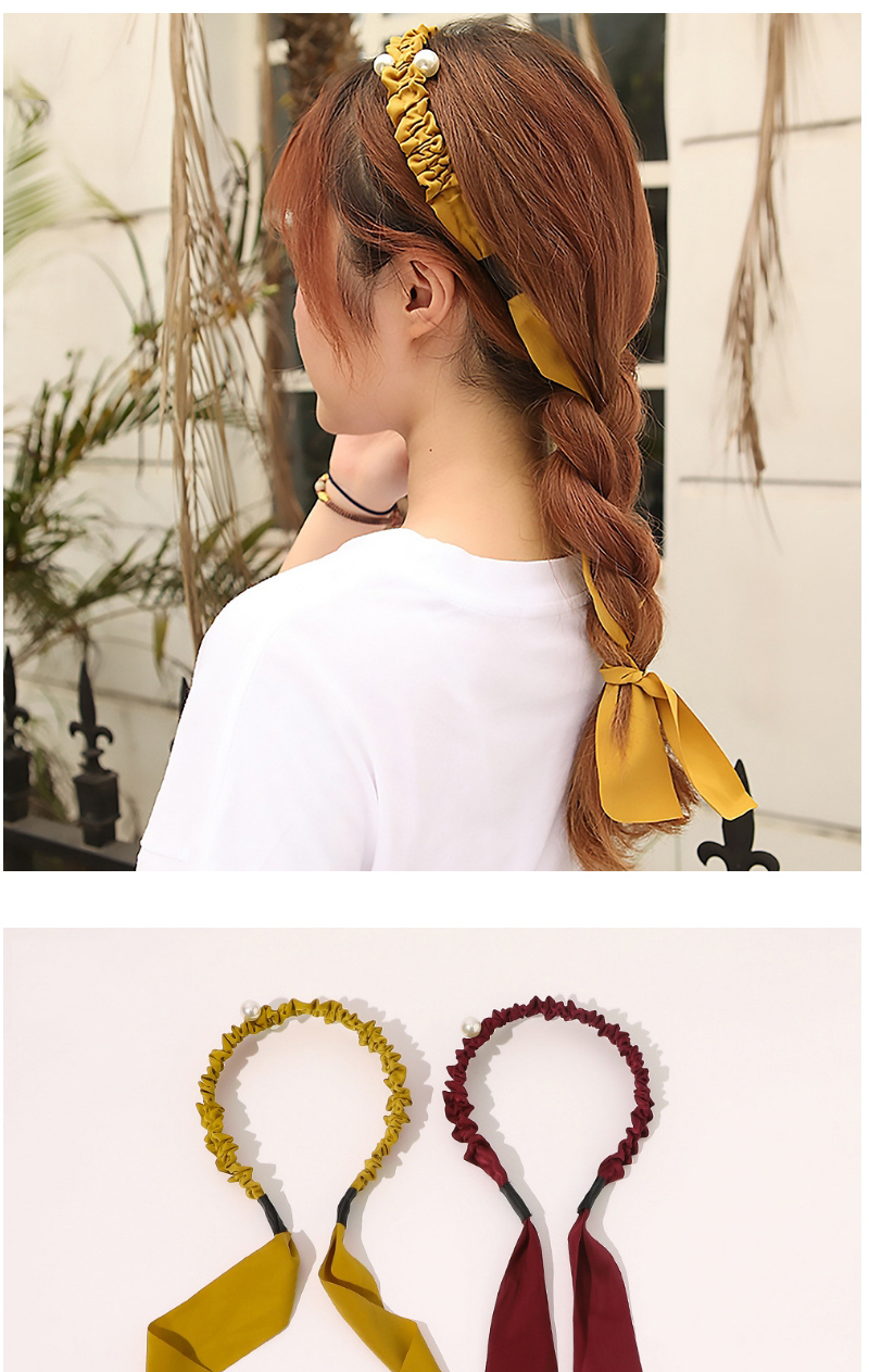 Fashion Gray Bowknot Solid Color Braided Hair Pleated Headband,Hair Ring