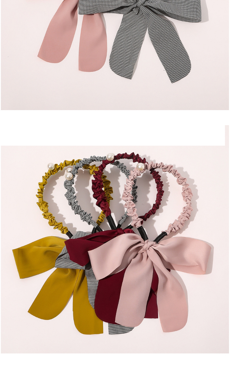 Fashion Turmeric Bowknot Solid Color Braided Hair Pleated Headband,Hair Ring