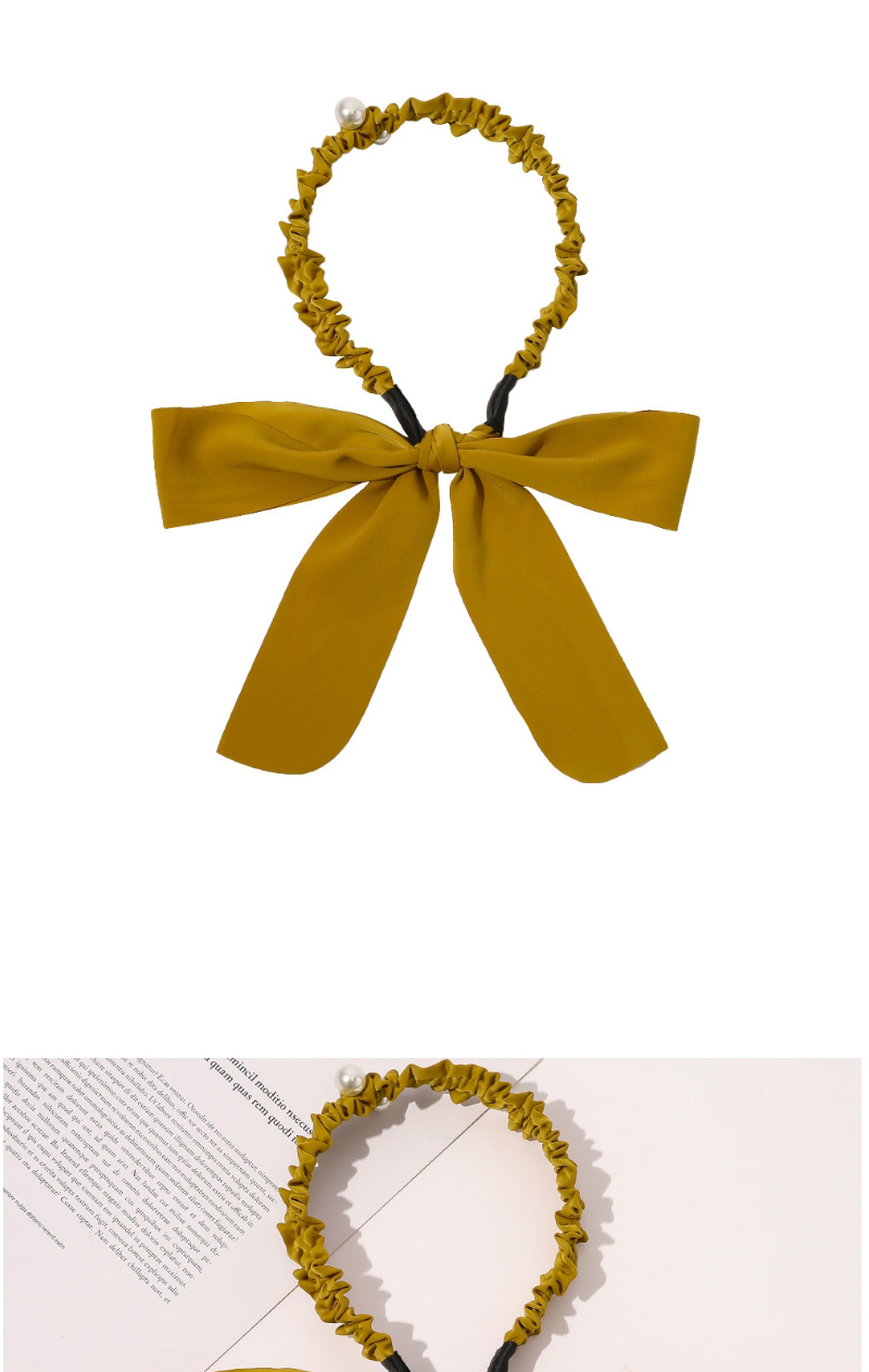 Fashion Turmeric Bowknot Solid Color Braided Hair Pleated Headband,Hair Ring