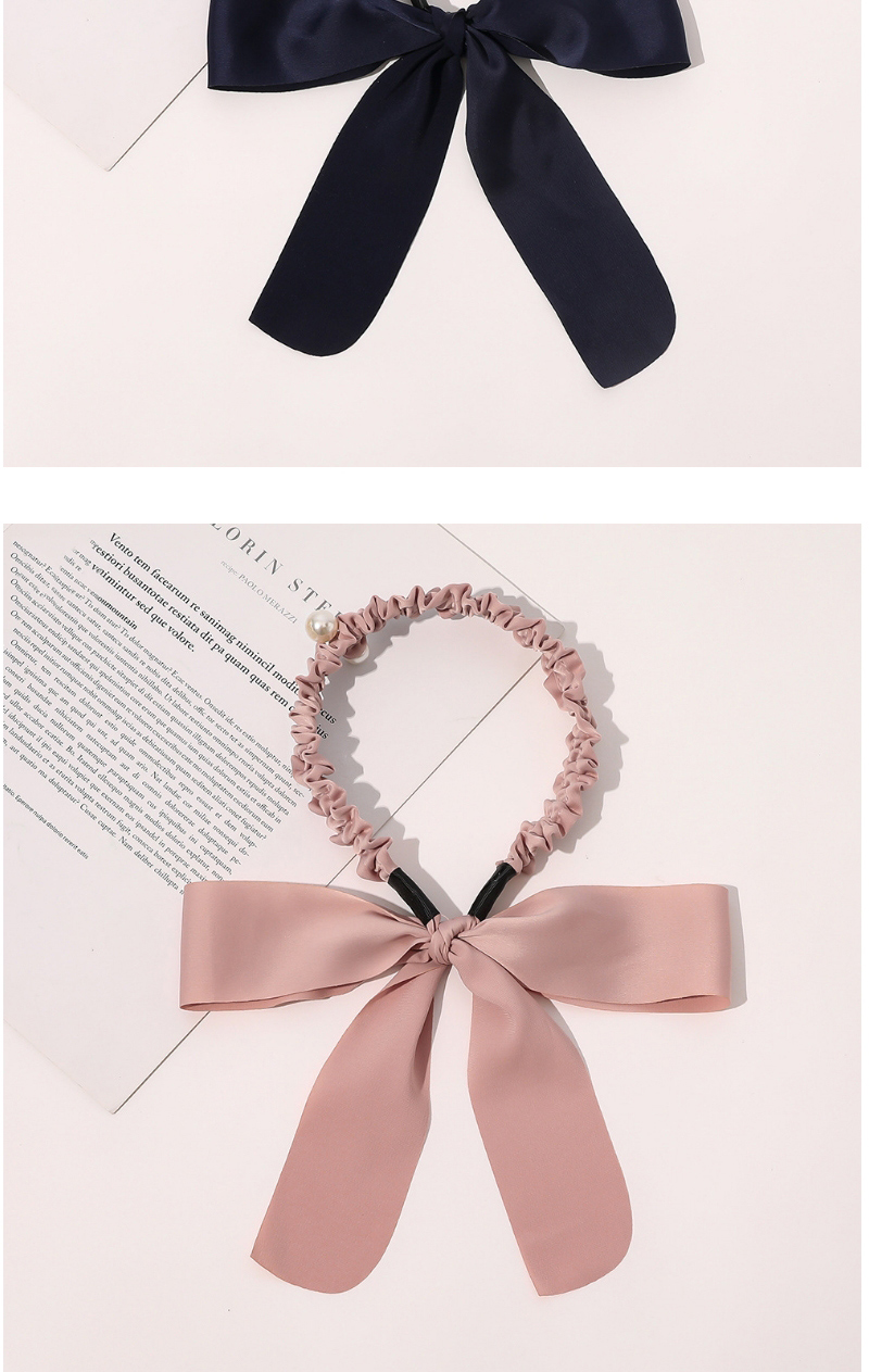 Fashion Navy Bowknot Solid Color Braided Hair Pleated Headband,Hair Ring