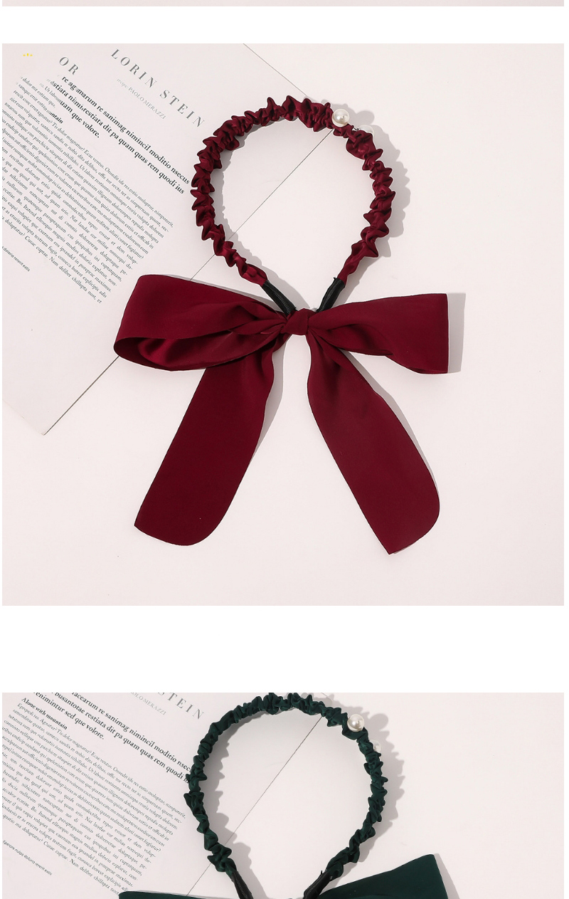 Fashion Wine Red Bowknot Solid Color Braided Hair Pleated Headband,Hair Ring