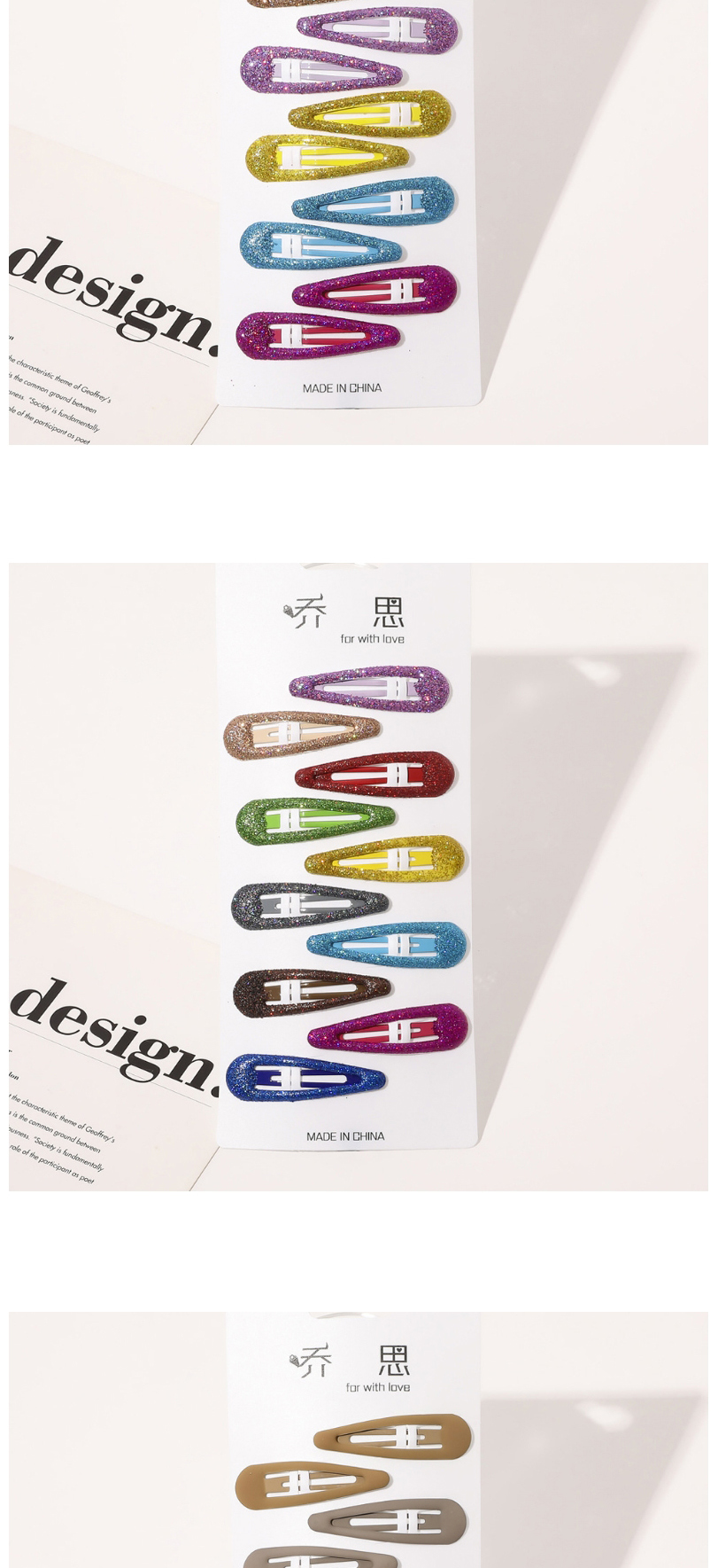 Fashion Water drop hair clip set-glitter light 5 colors Metal Paint Geometric Hollow Hairpin Set,Hairpins