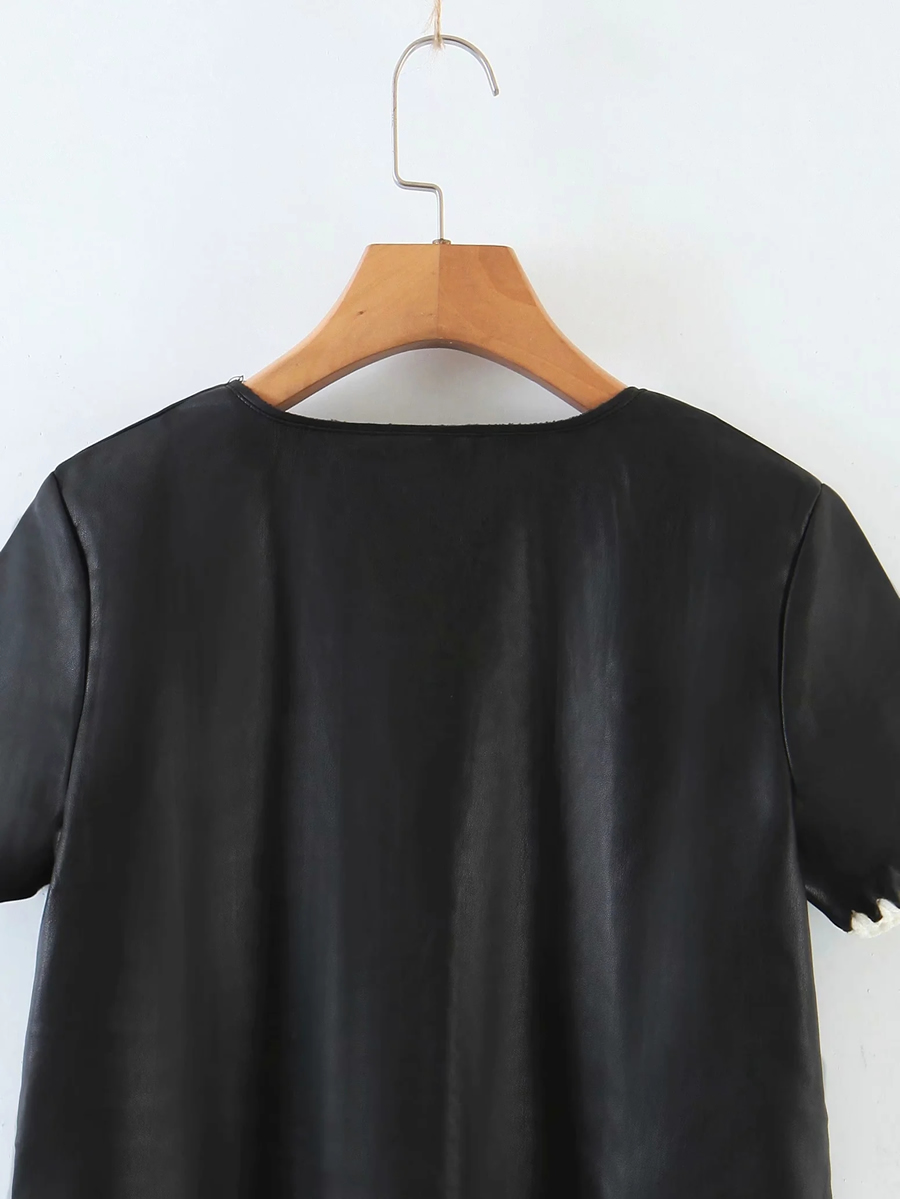 Fashion Black Round Neck Knitted Short Sleeve Top,Tank Tops & Camis