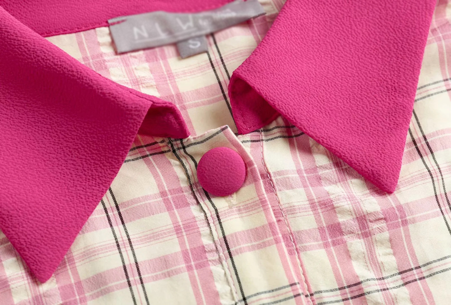Fashion Pink Plaid Plaid Buttoned Short Sleeve Shirt Top,Tank Tops & Camis
