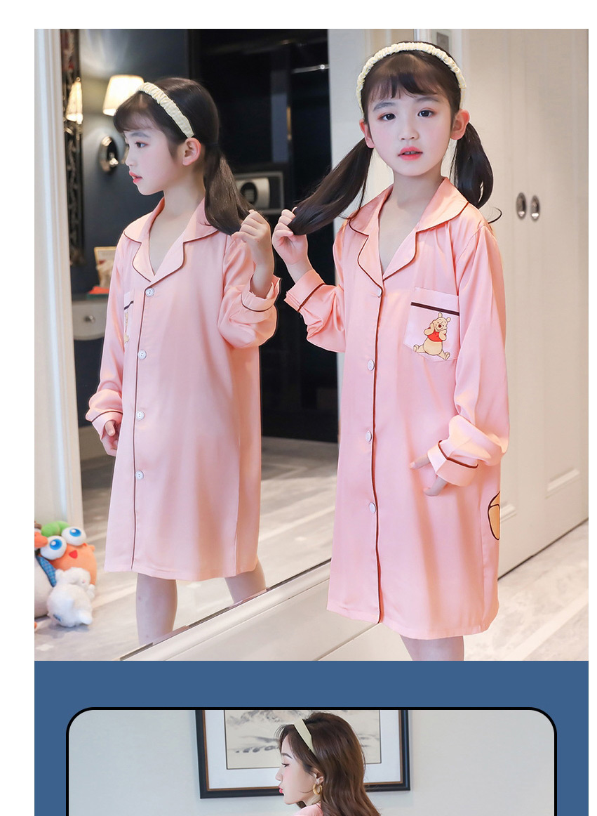 Fashion Child Pickup Ice Silk Printed Shirt-style Parent-child Nightdress Home Wear,Others
