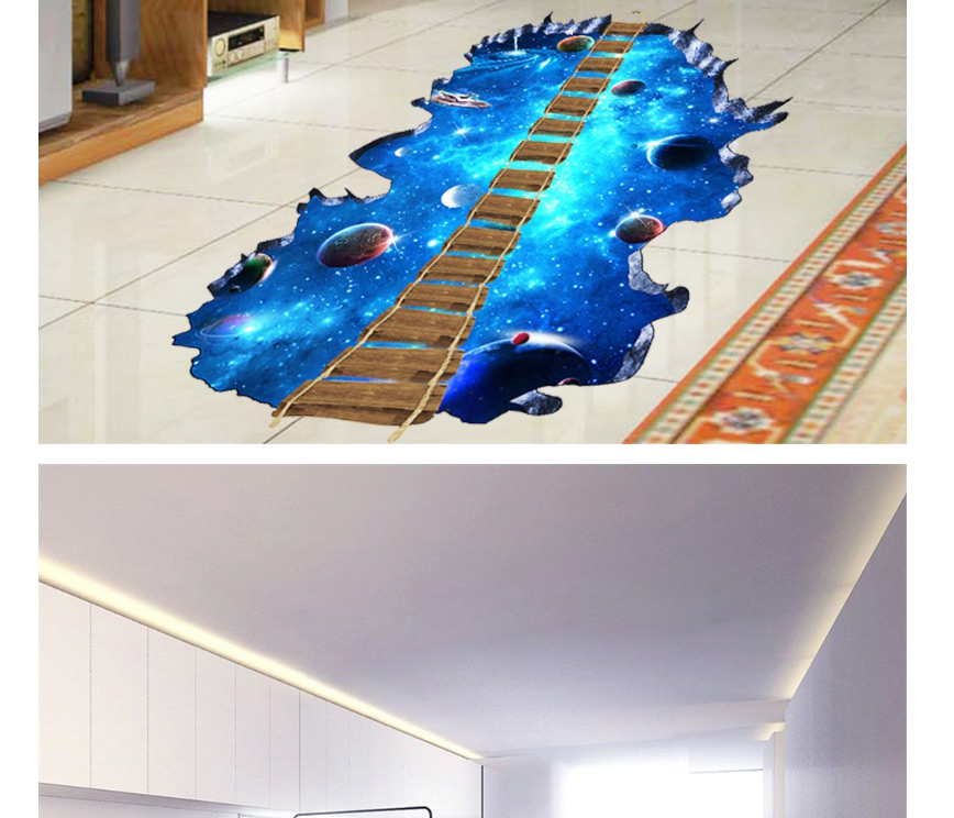 Fashion Planet 3d Starry Sky Planet Wooden Bridge Living Room Bedroom Shopping Mall Stickers,Household goods