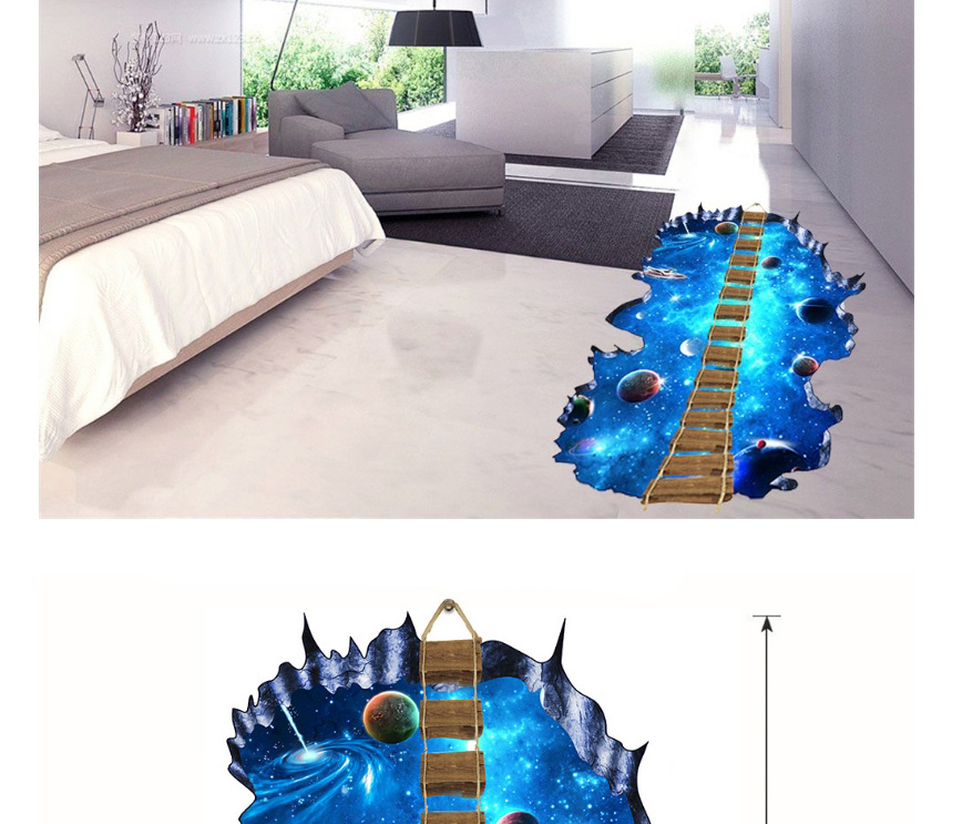 Fashion Planet 3d Starry Sky Planet Wooden Bridge Living Room Bedroom Shopping Mall Stickers,Household goods