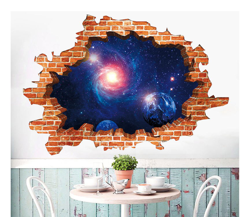 Fashion Starry Sky 3d Broken Wall Milky Way Starry Sky Planet Bedroom Children S Room Stereo Wall Stickers,Household goods