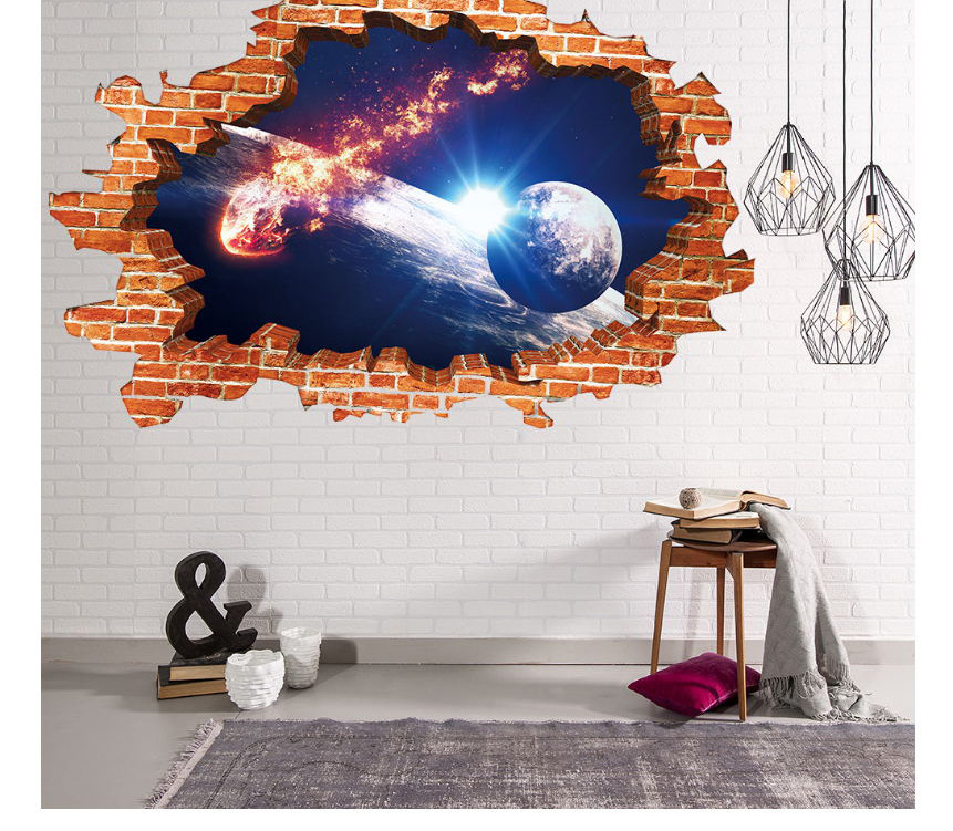 Fashion Starry Sky 3d Broken Wall Milky Way Starry Sky Planet Bedroom Children S Room Stereo Wall Stickers,Household goods