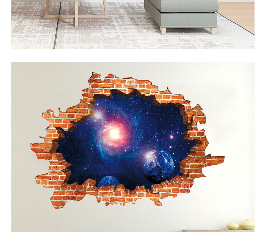 Fashion Starry Sky 2 3d Broken Wall Milky Way Starry Sky Planet Bedroom Children S Room Stereo Wall Stickers,Household goods