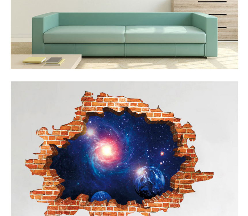 Fashion Planet 2 3d Broken Wall Milky Way Starry Sky Planet Bedroom Children S Room Stereo Wall Stickers,Home Decor